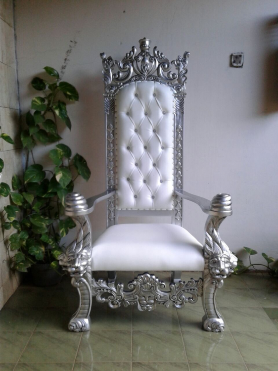 White/Silver Empire Throne Chair Throne Chairs Baltimore