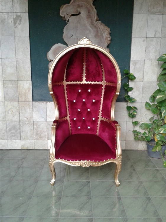 Red Velvet Porter Canopy Chair Throne Chairs