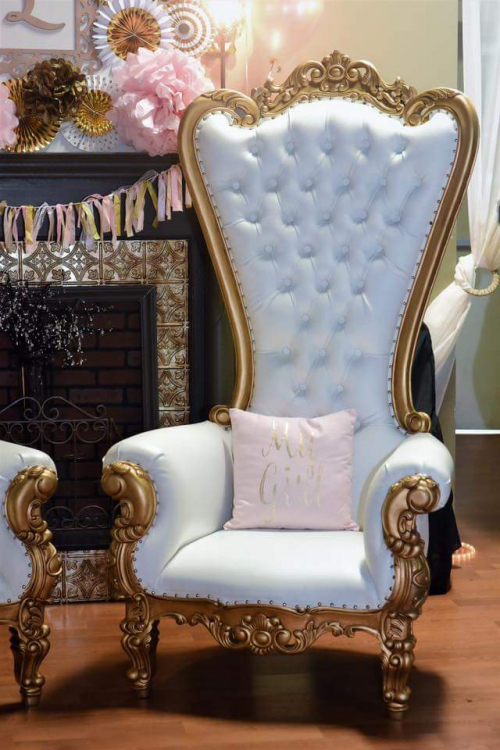 White/Gold Regal Throne Chair Throne Chairs