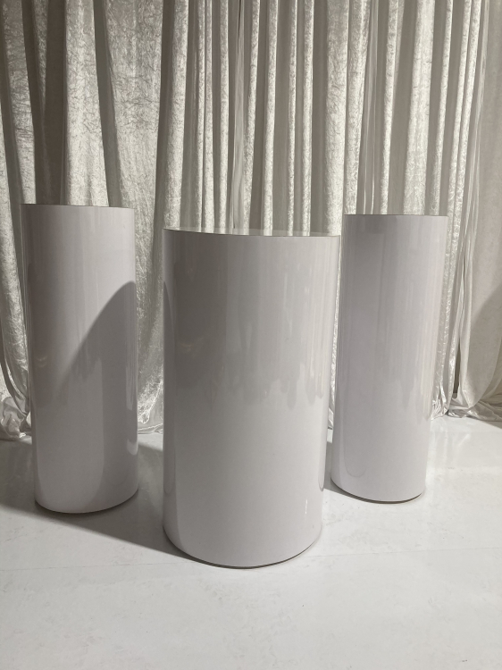 3pcs White Cylinder Pedestals