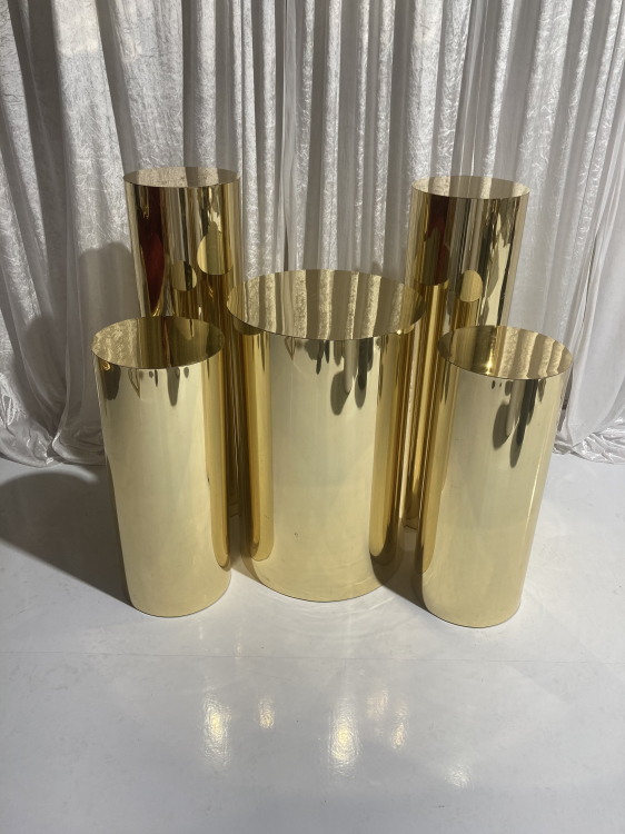 5pcs Gold Cylinder Pedestals