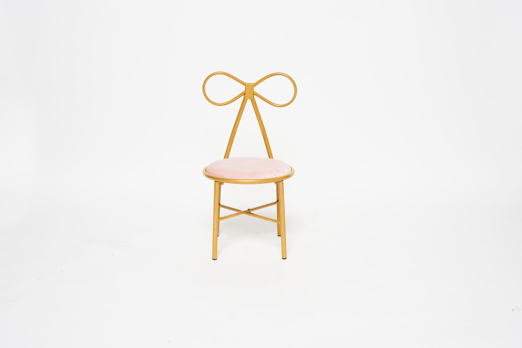 Kids Pink Velvet Bow Tie Chair