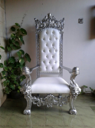 White/Silver Empire Throne Chair Throne Chairs